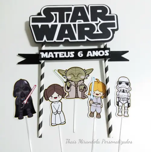 Topo de Bolo Star Wars - Preto e Branco