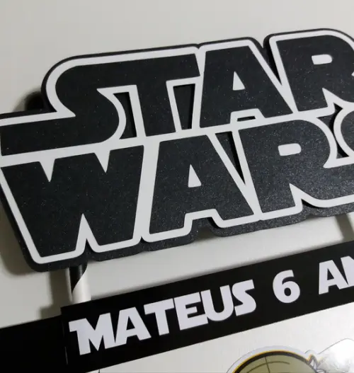 Topo de Bolo Star Wars - Preto e Branco