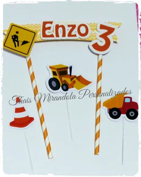 Topo de Bolo Tratores/construção