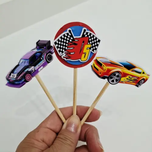30 toppers 3D Hot Weels, com palitinho