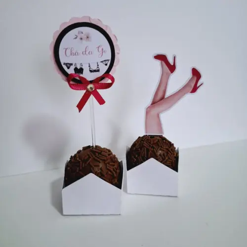 30 toppers 3D Chá de Lingerie, com palitinho