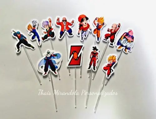 30 toppers Simples Dragon Ball, com palitinho