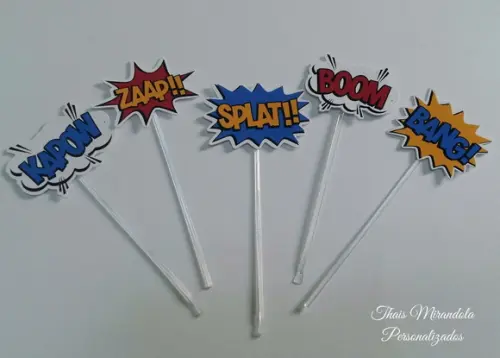 30 toppers Simples Expressões de Luta, com palitinho
