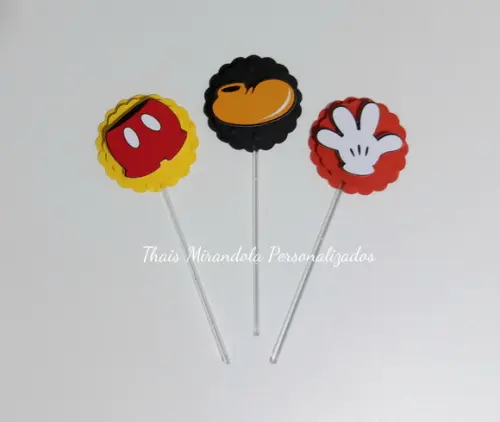 30 toppers 3D Mickey, com palitinho