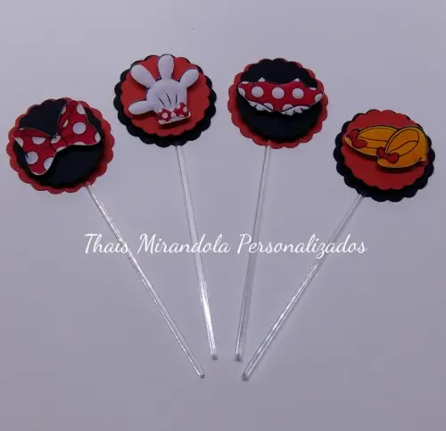 30 toppers 3D Minnie, com palitinho