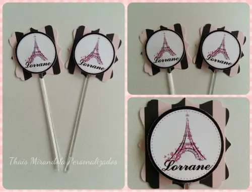 30 toppers 3D Paris, com palitinho