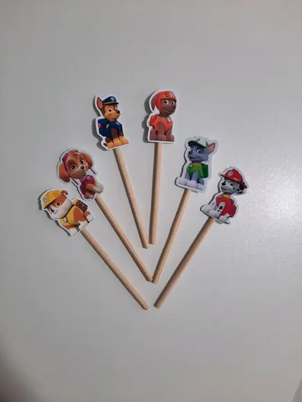 30 toppers Simples Patrulha Canina, com palitinho