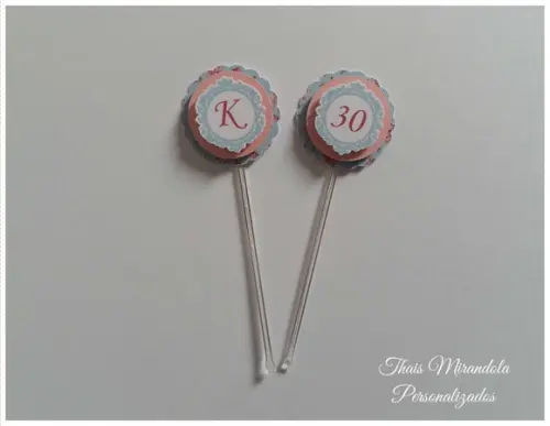 30 toppers 3D Jardim, com palitinho