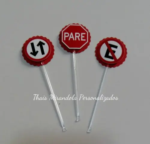 30 toppers 3D Transito, com palitinho