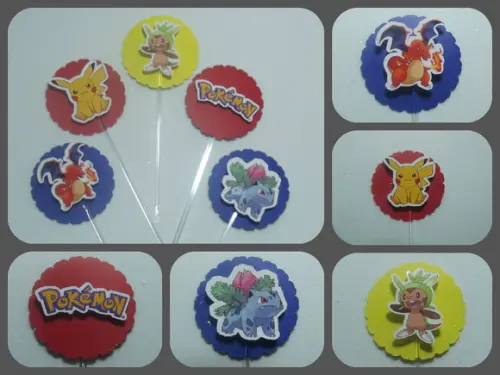 30 toppers 3D Pokémon, com palitinho