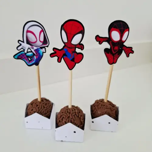 30 toppers Simples Spidey, com palitinho