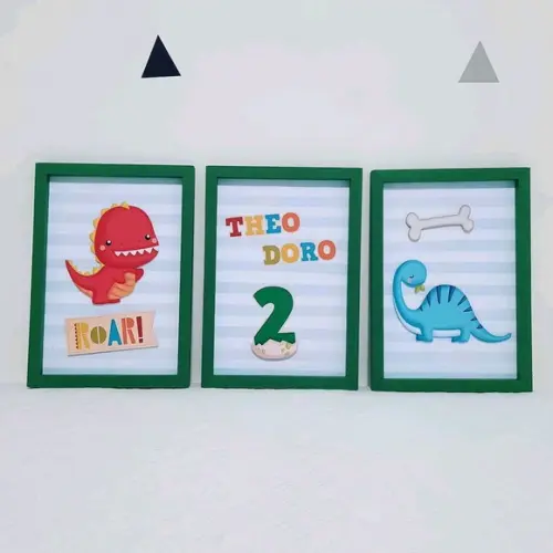 Trio de Quadrinhos de Papel Dinos
