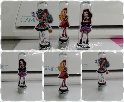 20 Tubetes com Aplique  Ever After High, tampa metal