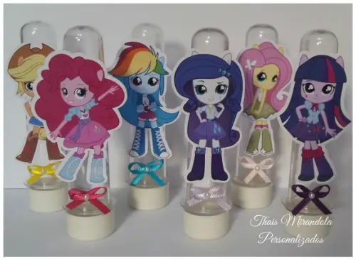20 Tubetes com Aplique Equestrias Mini, tampa plástico