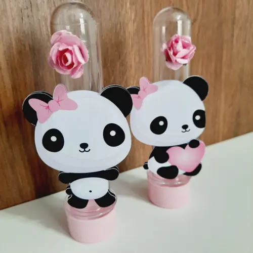 20 Tubetes com Aplique Luxo Floral, tampa plástico