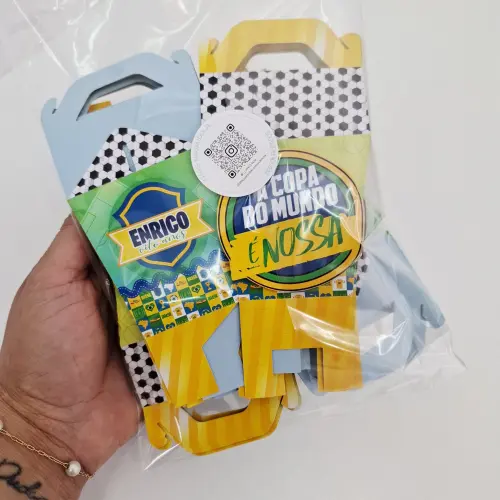 Kit com 10 Caixas Sushi com Alça Copa do Mundo - Brasil