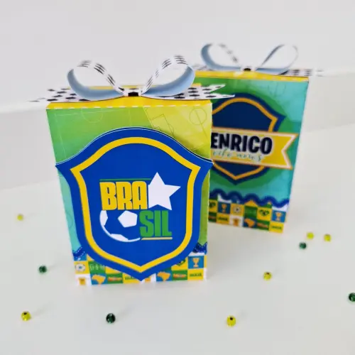 Kit com 10 Caixas Laço Copa do Mundo - Brasil