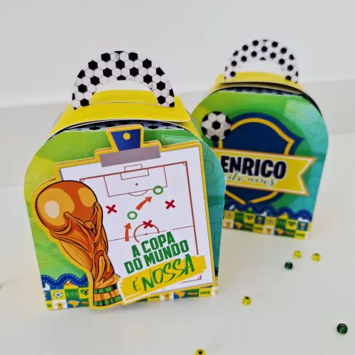 Kit com 10 Caixas Maletinha Copa do Mundo - Brasil