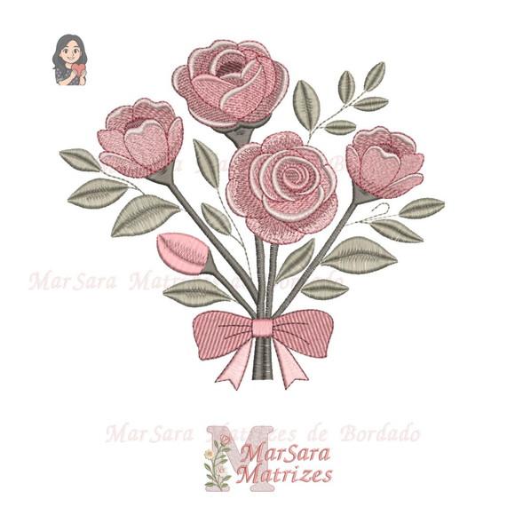 Matriz de Bordado - Buquê Rosas com Laço