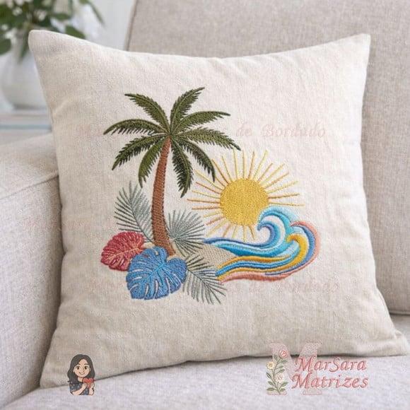 Matriz de Bordado Verão Praia Mar e Sol