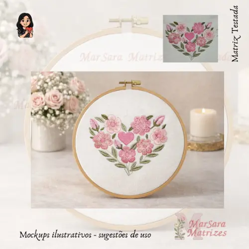 Matriz de Bordado - Coração Floral