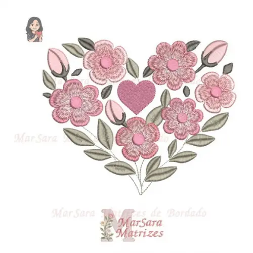 Matriz de Bordado - Coração Floral