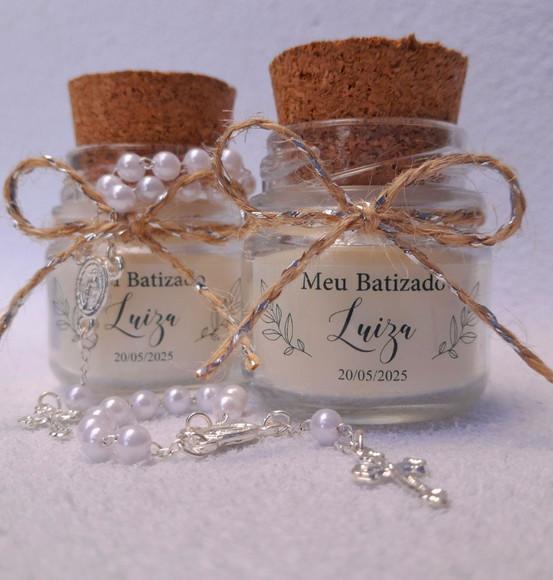 Lembrancinha Vela Perfumada / Vidrinho com Mini Terço