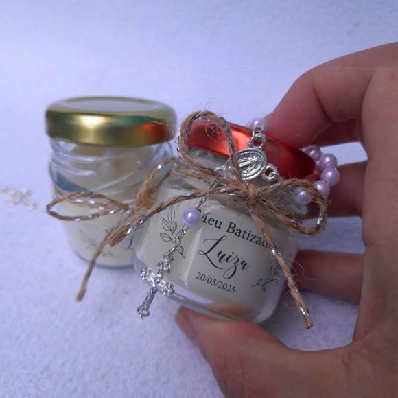 Lembrancinha Vela Perfumada / Vidrinho com Mini Terço