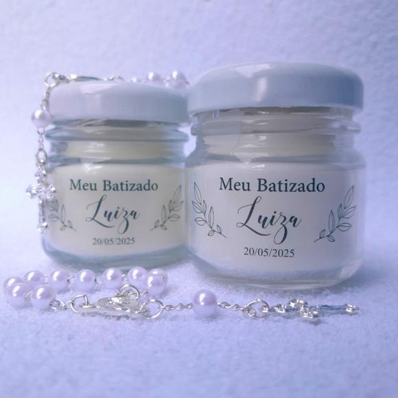 Lembrancinha Vela Perfumada / Vidrinho com Mini Terço