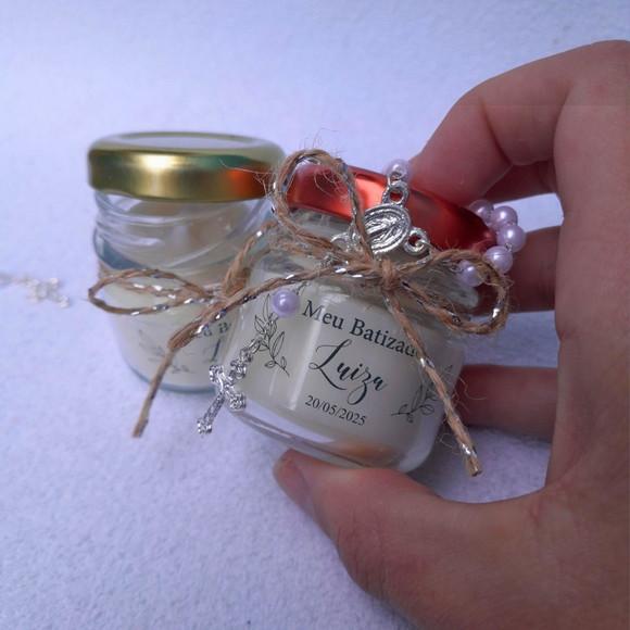 Lembrancinha Vela Perfumada / Vidrinho com Mini Terço