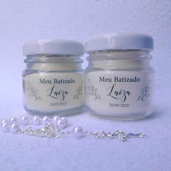 Lembrancinha Vela Perfumada / Vidrinho com Mini Terço