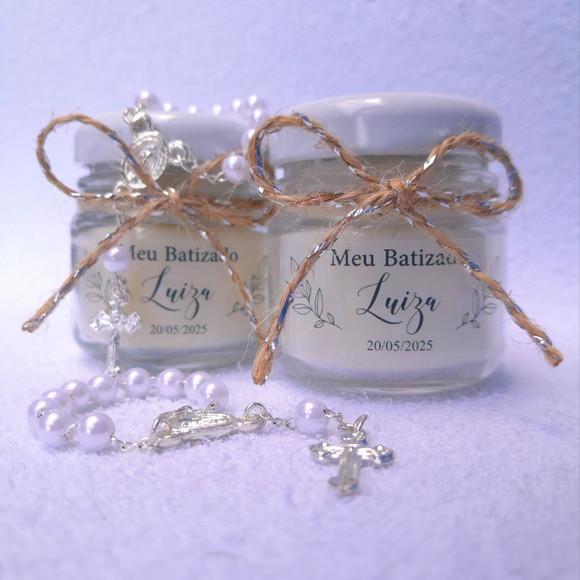 Lembrancinha Vela Perfumada / Vidrinho com Mini Terço