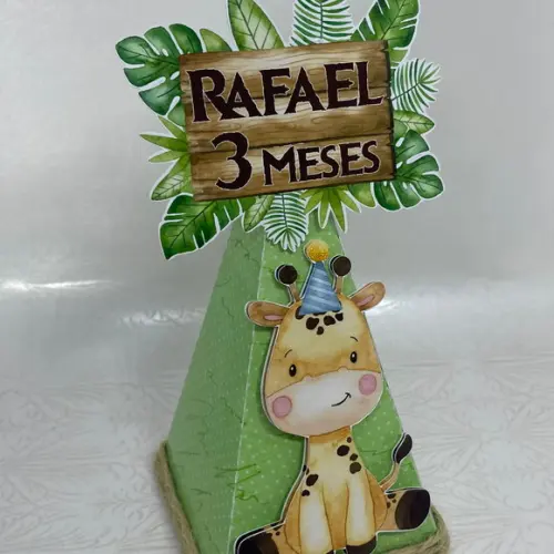 Caixa Pirâmide Safari Aquarelado