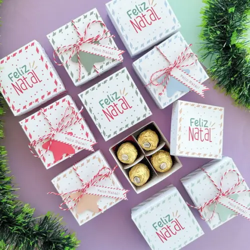 Caixinha de Natal para Brigadeiros e Bombons Personalizada
