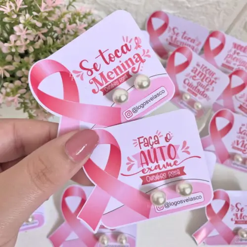 Lembrancinha Outubro Rosa(brinco +tag)