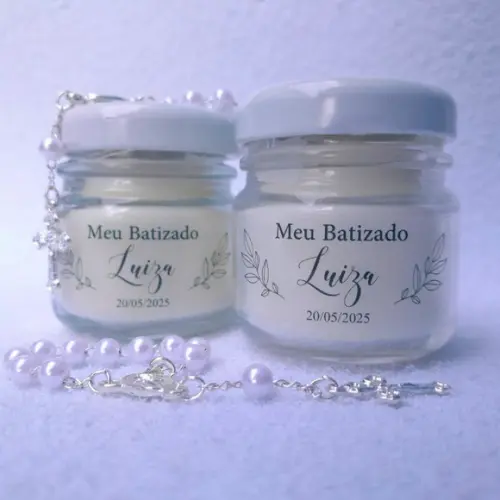 Lembrancinha Vela Perfumada / Vidrinho com Mini Terço