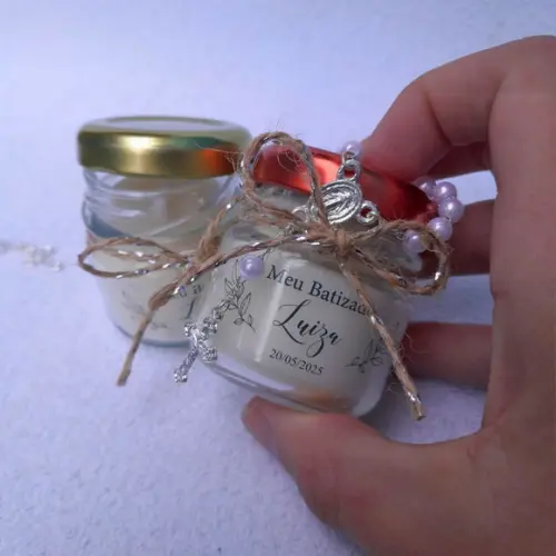 Lembrancinha Vela Perfumada / Vidrinho com Mini Terço