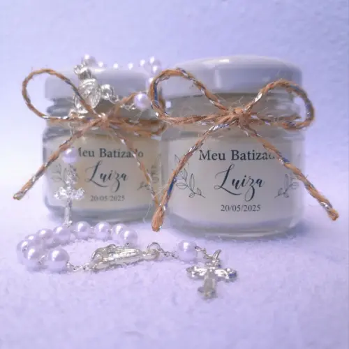 Lembrancinha Vela Perfumada / Vidrinho com Mini Terço