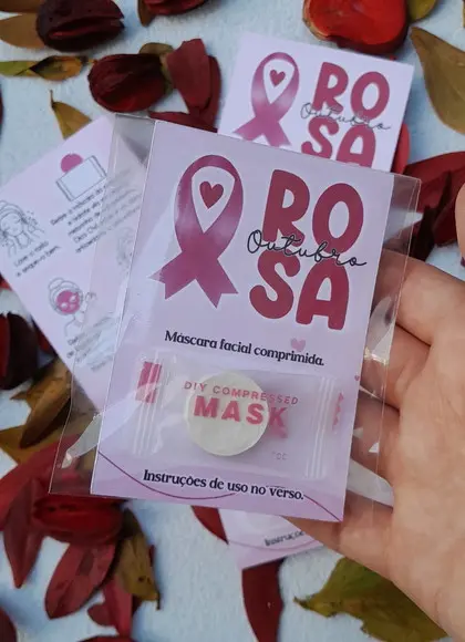 Mascara Comprimida + Cartão Personaliza Outubro Rosa