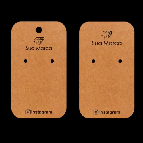 100 Tags Kraft c Sua Marca P Brinco Comprido Bk01