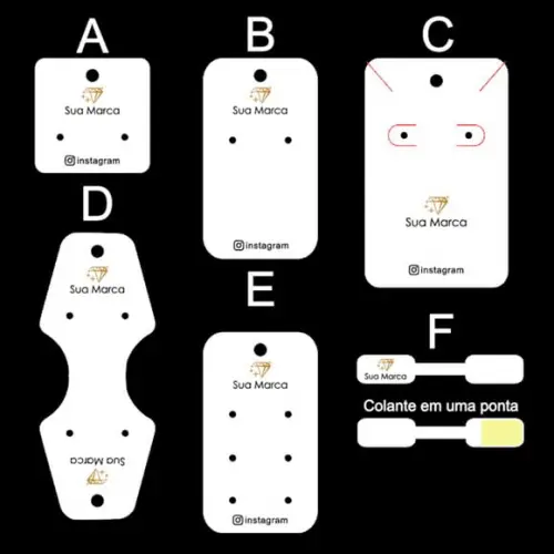 Kit Tags Jóias c Sua Marca 6 Mod Fundo Branco ou Clarinho