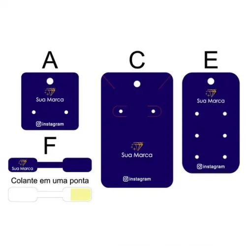 Kit Tags Jóias c Sua Marca Acef Fundo Preto ou Colorido