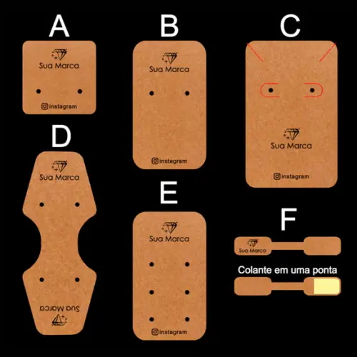 Kit Tags Kraft P Jóias c Sua Marca 6 Mod