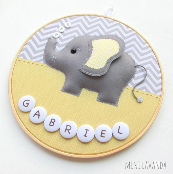 Enfeite de Porta Maternidade Elefante (nome Editável)