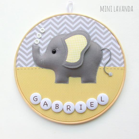 Enfeite de Porta Maternidade Elefante (nome Editável)