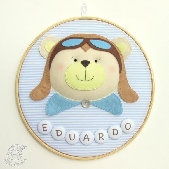 Enfeite de Porta Maternidade Urso Aviador