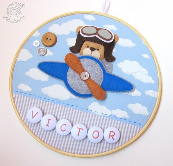 Enfeite de Porta Maternidade Urso Aviador