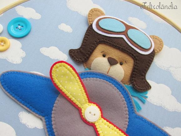Enfeite de Porta Maternidade Urso Aviador