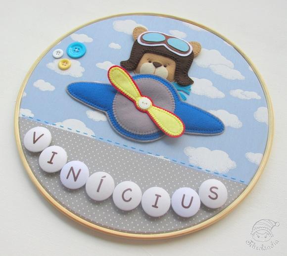 Enfeite de Porta Maternidade Urso Aviador