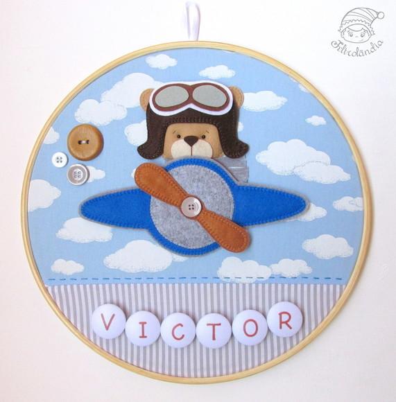 Enfeite de Porta Maternidade Urso Aviador